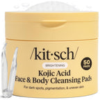 Kitsch Kojic Acid Pre-Soaked Cotton Pads for Face and Body – 50 Count | with Turmeric & Cica to Smooth, Refresh & Even Tone Skin Care – Exfoliating & Brightening Cleansing Pads