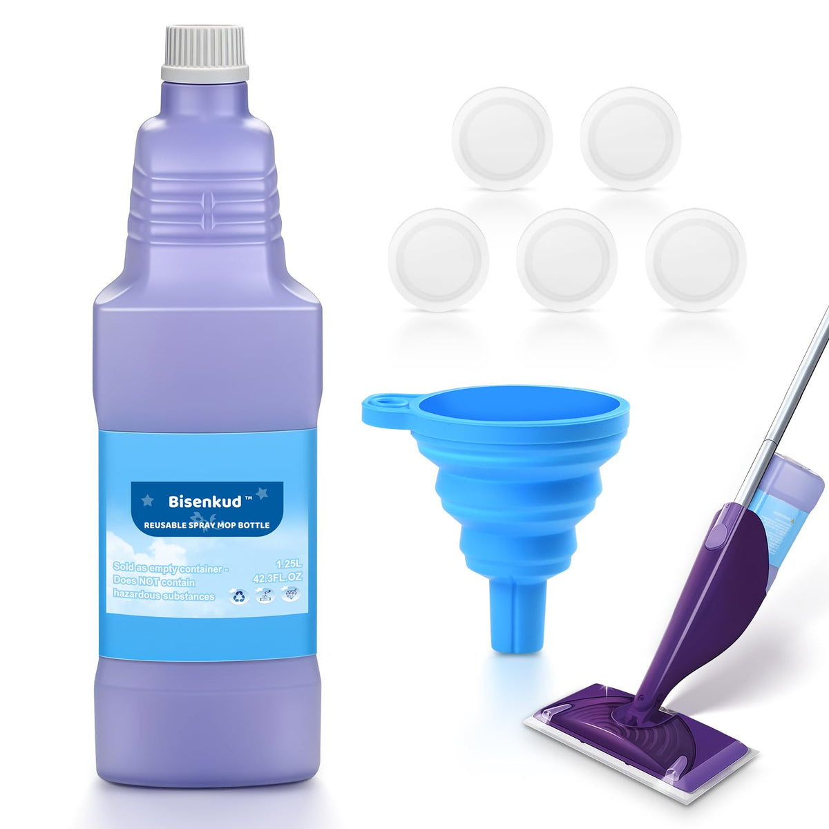 Bisenkud Leak-Proof Refillable Bottle for Swiffer® Wet Jet™ Mop