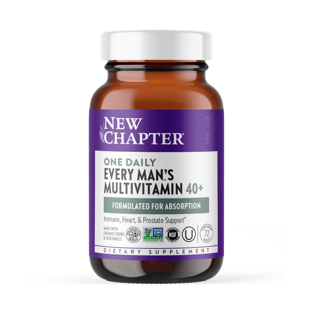 New Chapter Every Man's One Daily 40+ Multivitamin, 72 Tablets | Eyesight, Immune System, and Cellular Energy Support with Vitamin C and Saw Palmetto, Gluten Free and Vegetarian