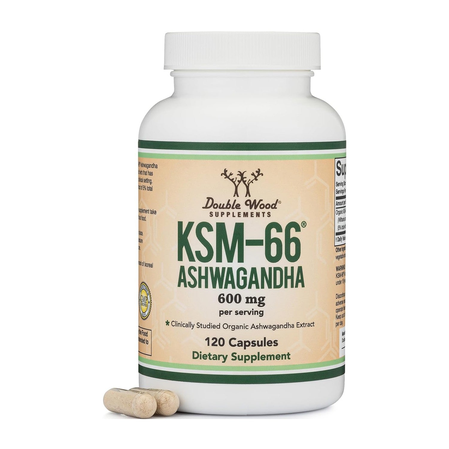 KSM-66 Ashwagandha 600mg, Organic, Sleep + Stress Support, 120 Capsules | Sleep + Stress Supplement, Full-Spectrum KSM-66, Most-Studied Form, Organic, Take PM or Split AM/PM, Gluten-Free