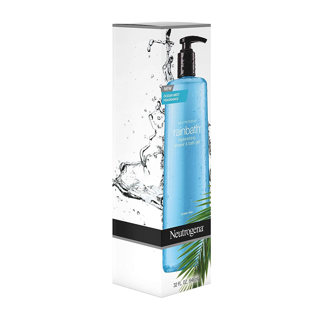 Buy now Neutrogena Rainbath Replenishing and Cleansing Shower and Bath Gel, Moisturizing Body Wash and Shaving Gel with Clean Rinsing Lather, Ocean Mist Scent, 32 fl. oz (Pack of 2) at indiglob india