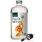 Natural Force Organic Pure C8 MCT Oil – Liquid MCT Oil in Glass Bottle Container – Concentrated Caprylic Acid – Keto, Paleo, Kosher, Vegan & Non-GMO – Lab Tested for Quality and Purity, 16 Ounce