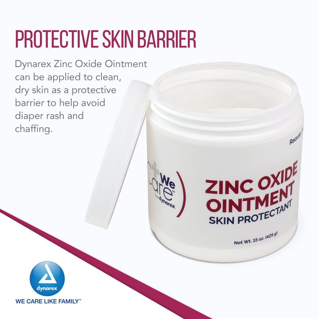 Dynarex Zinc Oxide Ointment, Soothes, Prevents, and Relieves Diaper Rash, Chaffed Skin, and Irritation, White, 1 Count - 15 oz. Jar of Ointment
