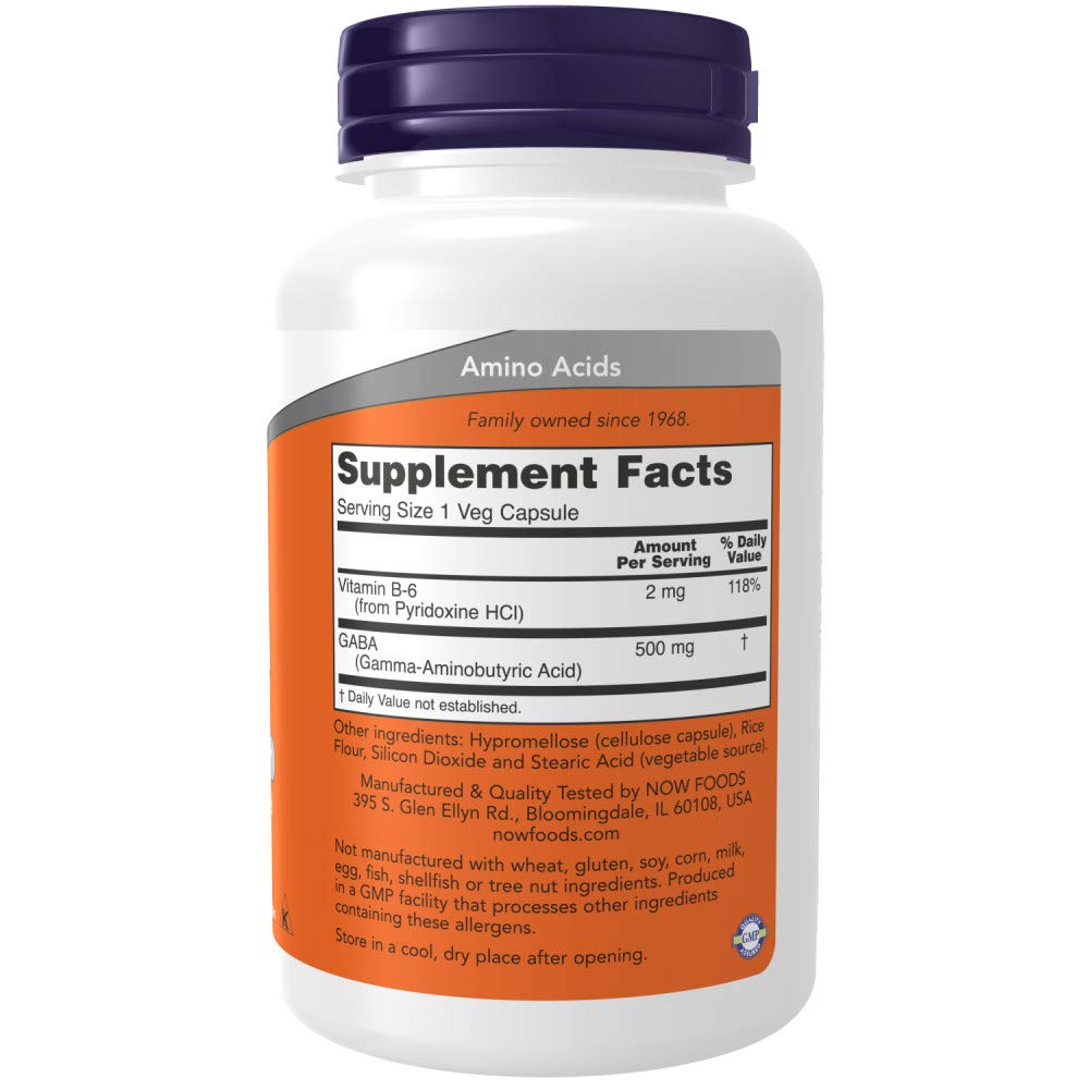NOW Gaba 500mg,100 Count (Pack of 2)