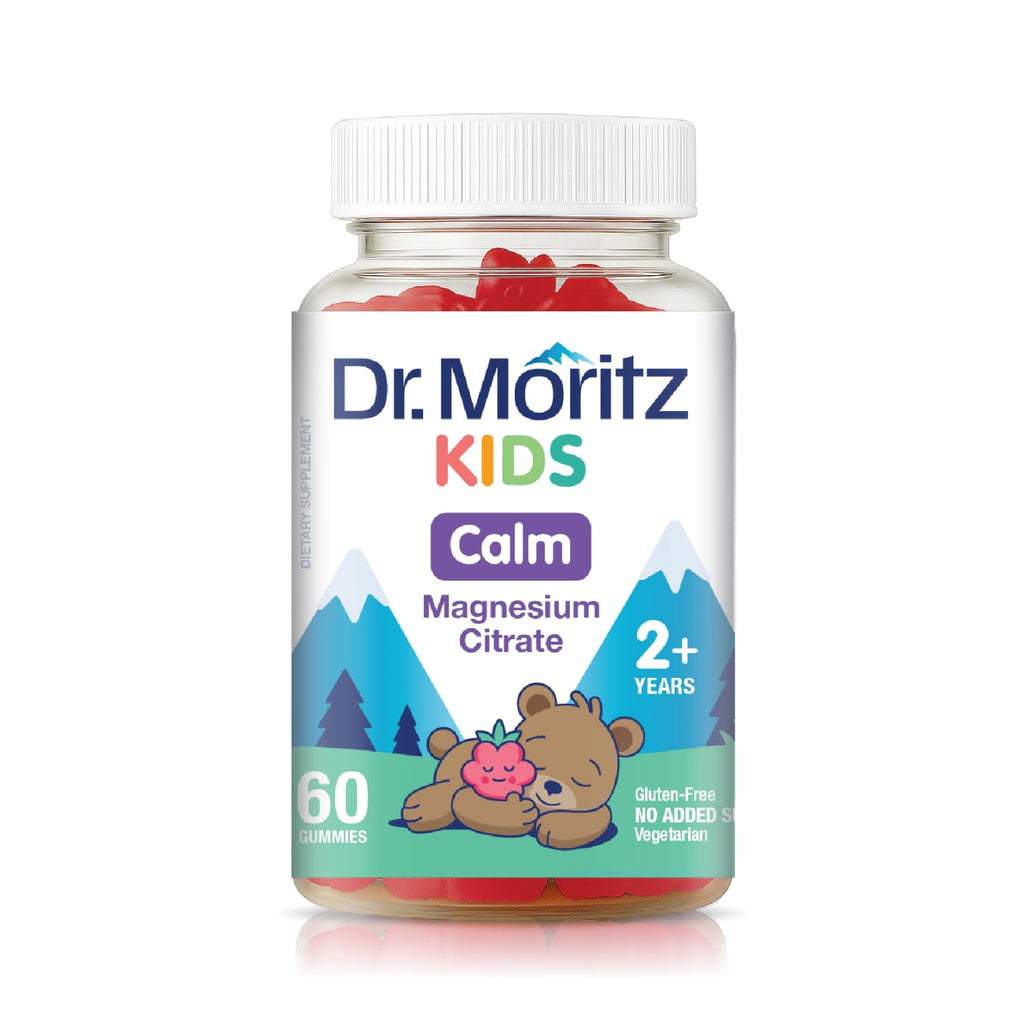 Dr. Moritz Calm Kids Magnesium Gummies, No Sugar Magnesium Kids Supplement | Kids' magnesium gummies that promote calm before bedtime, encourage restful sleep, and boost energy - 2 - Pack (60 Count)