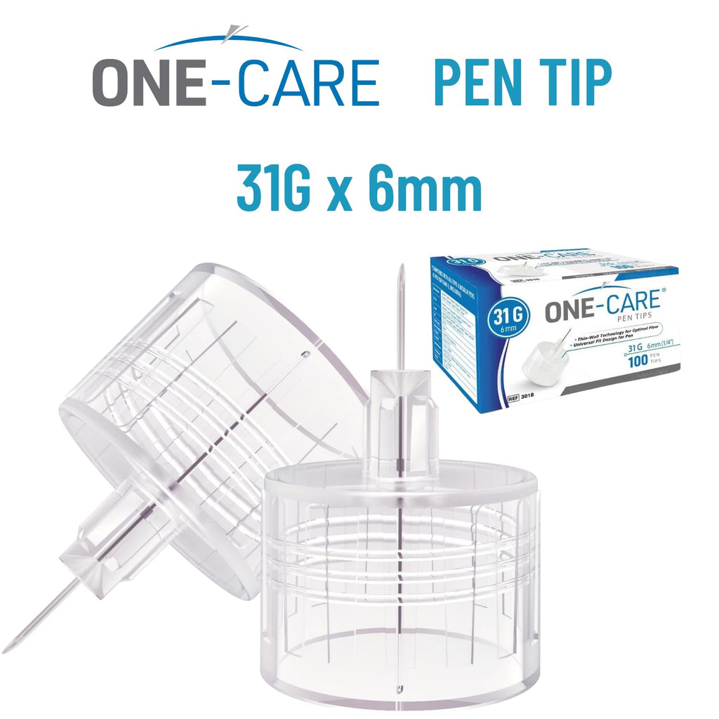 ONE-CARE Pen Tips, 31G x 6mm, Ultra-Fine, Twist-On Design, 100 Count