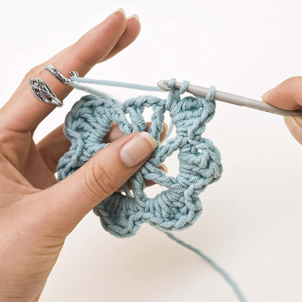Buy now Yolev 3 Pieces Adjustable Knitting Crochet Ring Knitting Accessories Braided Peacock Open Finger Ring Adjustable Braided Ring for Faster Knitting at indiglob india