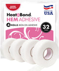 HeatnBond Iron On Hemming Tape - No Sew Hemming Tape for Pants, Dresses, and Curtains - Fabric Tape for Hemming - Heat and Bond Tape - Made in USA - 4 Rolls (3/4 Inch x 8 Yards Each), 32 Yards, White