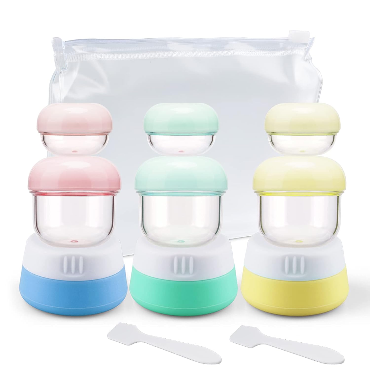 Buy now Cosywell Travel Containers Sets Silicone & PP Cream Jars for Toiletries Empty Lotion Leak-proof & TSA Approved Bottles Accessories with Hard Sealed Lids for Cosmetic Makeup Face Cream (9 Jars) E-9 Pieces Plastic-6 & Silicone-3 at indiglob india