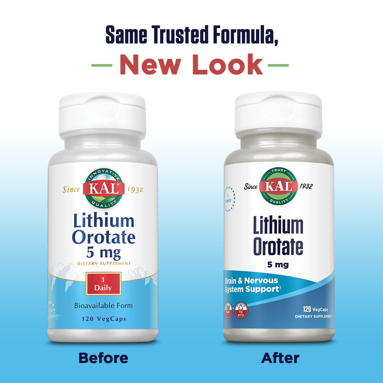 KAL Lithium Orotate 5 mg, 120 VegCaps | Mood & General Wellness Support, Highly Bioavailable Low Dose Lithium Supplement, 120 Servings, Vegan & Lab Verified