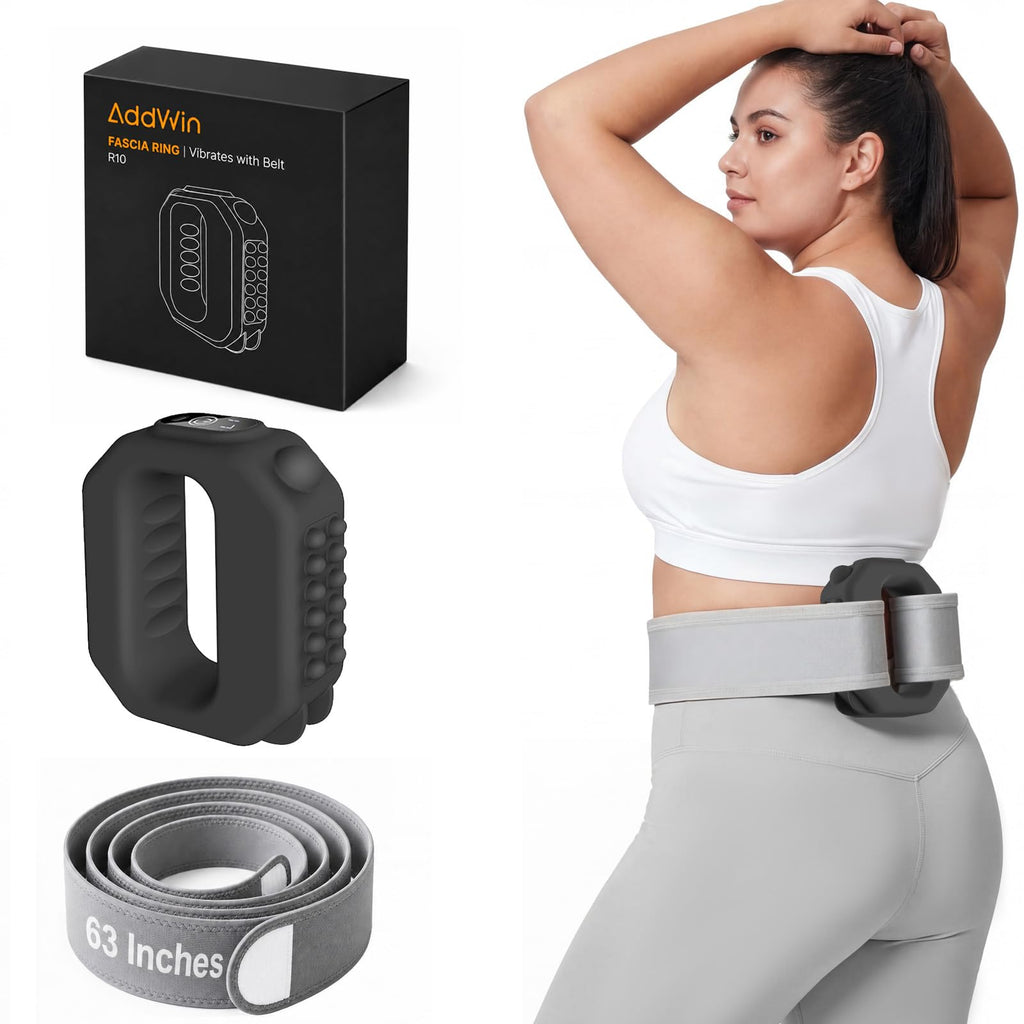 AddWin 2026 New Fascia Ring R10 Massager, Vibration Plate for Lymphatic Drainage with Belt, Adjustable Full-Body Portable Cordless Deep Tissue Massager, 3 Modes & 6 Intensities