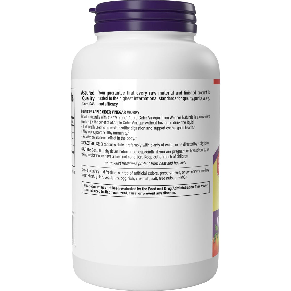 Webber Naturals Apple Cider Vinegar Capsules 1500mg, 240 Capsules