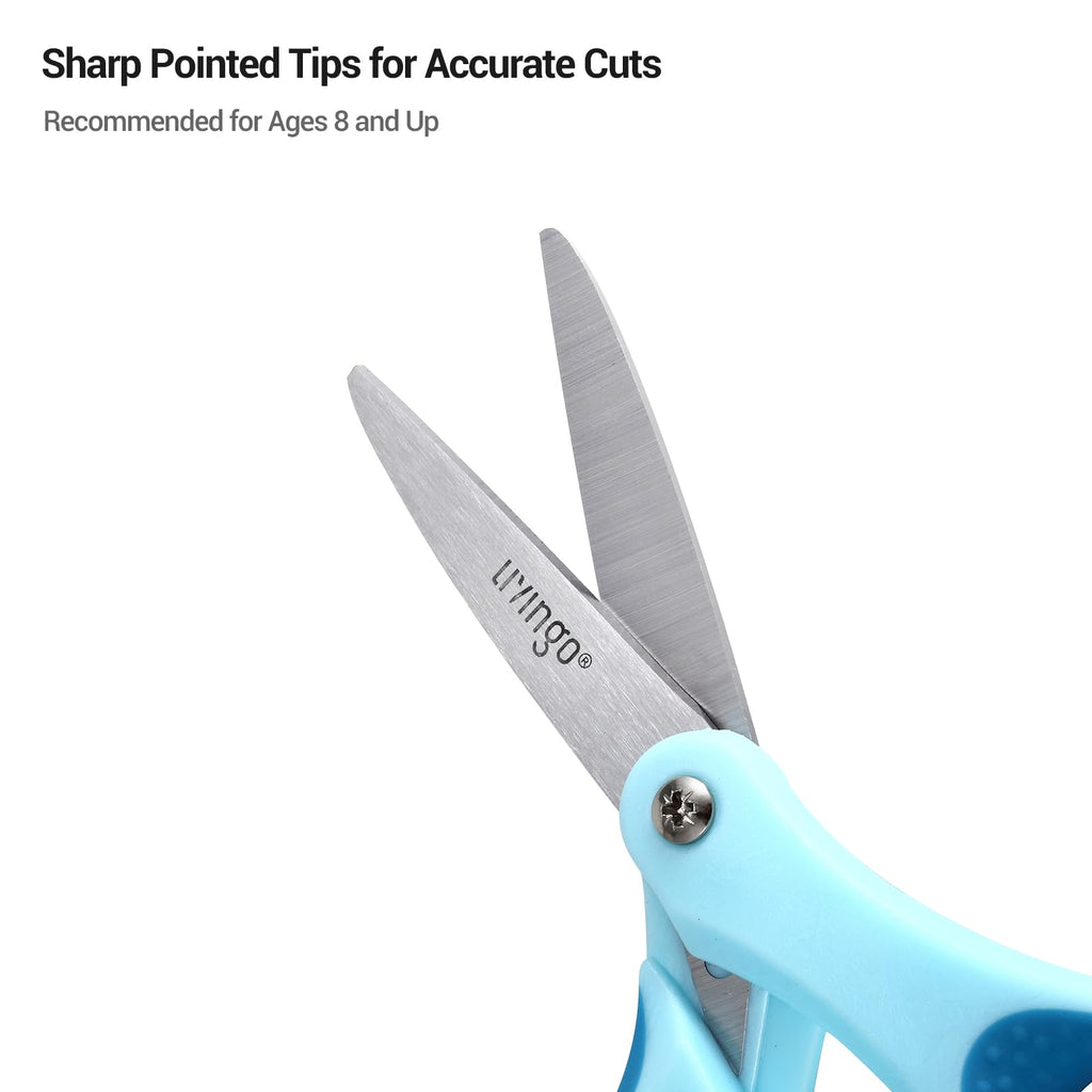 LIVINGO Kids Scissors 6" School Pointed Tip Craft Scissors 3 Pack