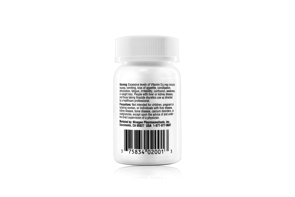 Nivagen Vitamin D3 50,000 IU (1250 mcg) | Once Weekly Dose | 100 Capsules (100 Weeks, Approx. 2 Years Supply) | Easy to Swallow | Bone, Muscle & Immune Support | Non-GMO, Gluten Free | Made in USA