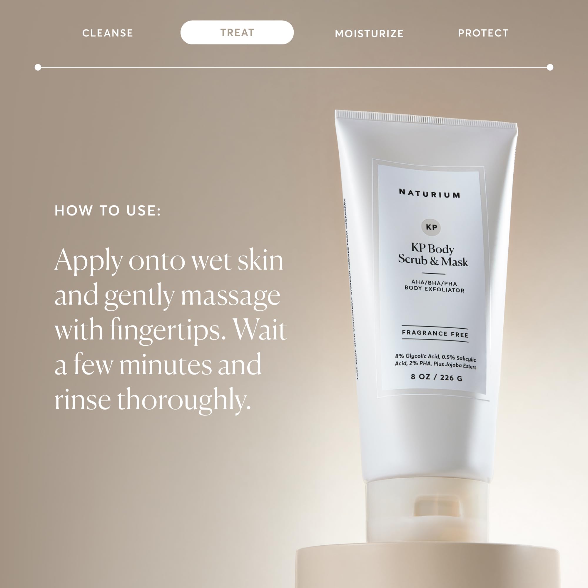 Naturium KP Body Scrub & Mask, AHA, BHA, PHA Exfoliants, 8 fl oz | Dead Skin Removal with Jojoba Esters, Glycolic & Salicylic Acid, for Smooth Texture & Clean Pores, Fragrance Free