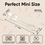 150 PCS 4" Mini Spoons for Desserts, Small Plastic Tasting Spoons