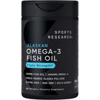 Buy now Sports Research Triple Strength Omega 3 Fish Oil - Burpless Fish Oil Supplement w/EPA & DHA Fatty Acids from Single-Source Wild Alaskan Pollock - 1250 mg, 180 ct 180 Count (Pack of 1) From Alaska at indiglob india