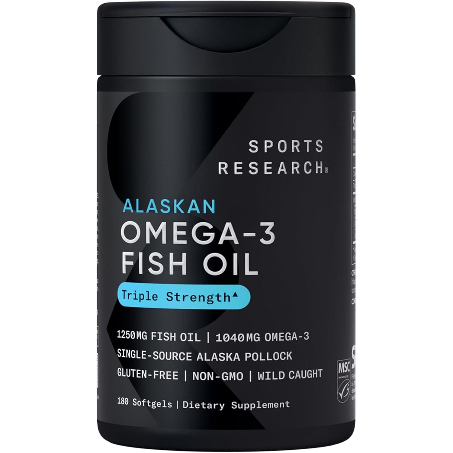 Buy now Sports Research Triple Strength Omega 3 Fish Oil - Burpless Fish Oil Supplement w/EPA & DHA Fatty Acids from Single-Source Wild Alaskan Pollock - 1250 mg, 180 ct 180 Count (Pack of 1) From Alaska at indiglob india