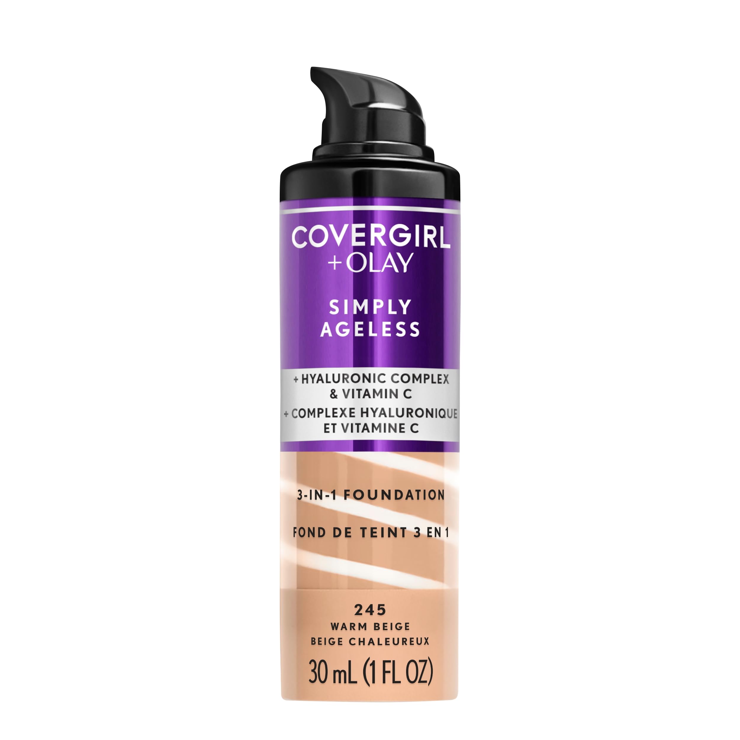 Buy now COVERGIRL & Olay Simply Ageless 3-in-1 Liquid Foundation, Matte Finish, Hyaluronic & Vitamin C Formula, 240 Natural Beige, 1 Count at indiglob india