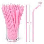 [100 Pcs] Pink Disposable Plastic Drinking Straws - 8.26" Long 0.24" Wide Cute Bendy Straws for Pink Birthday Party, Bachelorette Party, Bridal Shower, Baby Shower, Gender Reveal