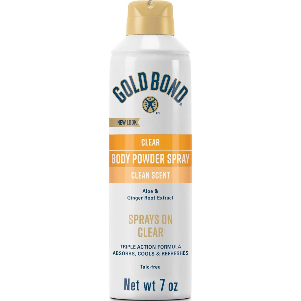 Gold Bond No Mess Clear Invisible Body Powder Spray, 7 oz., Absorbs Odor-Causing Sweat (Pack of 2)