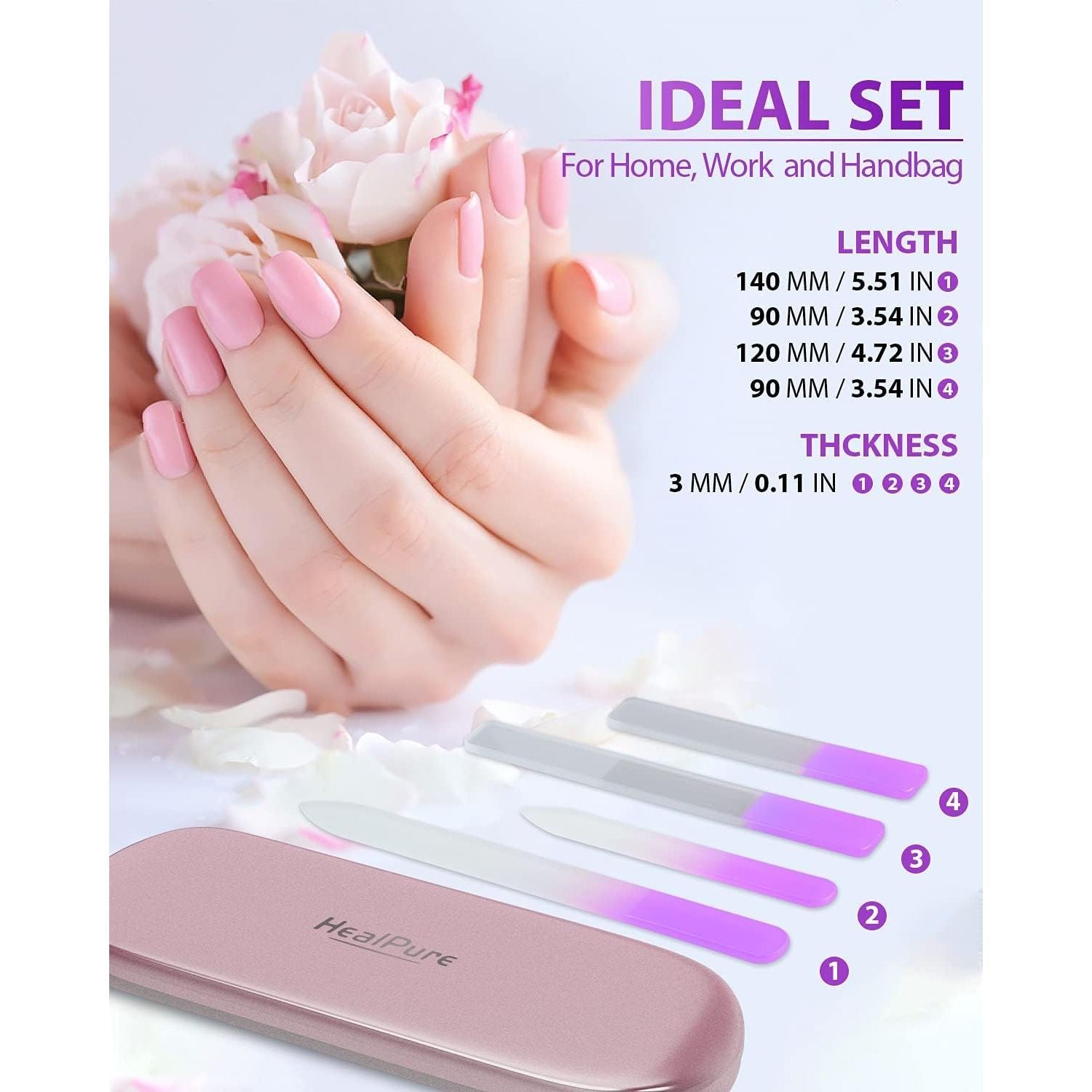 Buy now Glass Nail File and Nail Shiner, 4PC Crystal Nail File and Nano Glass Nail Buffer, Premium Set with Case, Professional Manicure Tool Fingernail Czech File for Natural Nail, Gift for Women and Girls at indiglob india