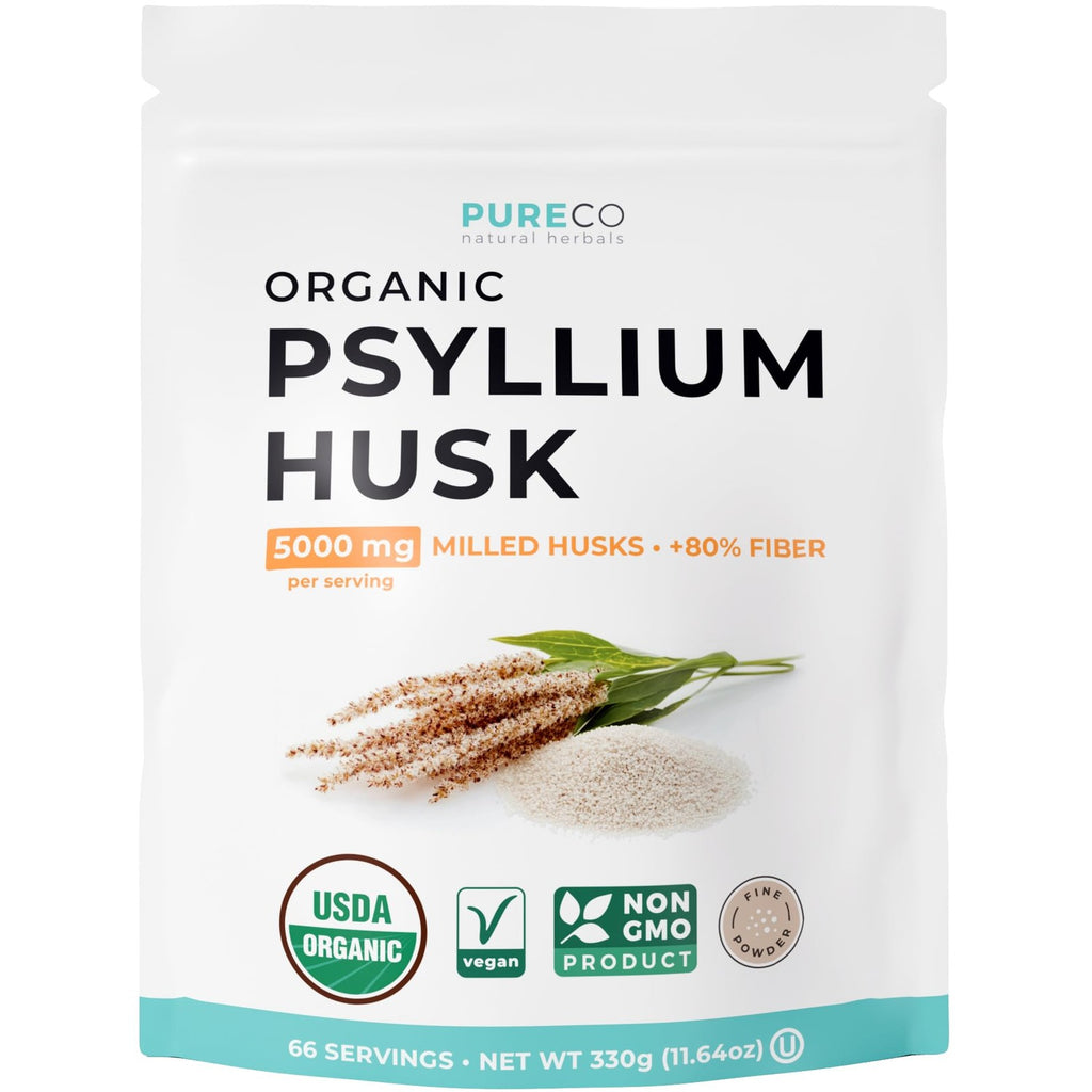 Psyllium Husk Powder Organic Certified - Finely Ground Whole Psyllium Husk Organic Fiber Powder for Baking Smoothies & More - Vegan Gluten Free Non-GMO & Filler Free Soluble Fiber (66 Servings)