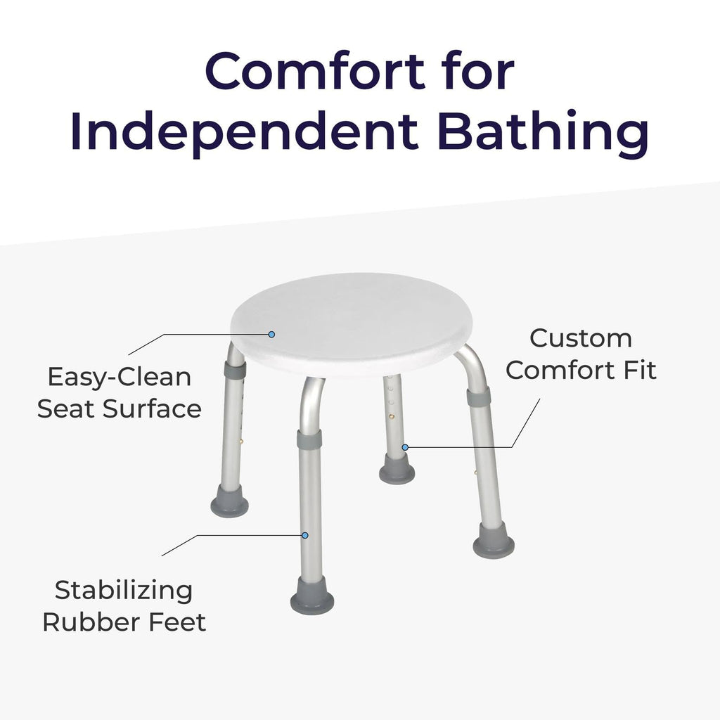 Drive Medical Shower Stool, Adjustable Height, Lightweight Aluminum, White