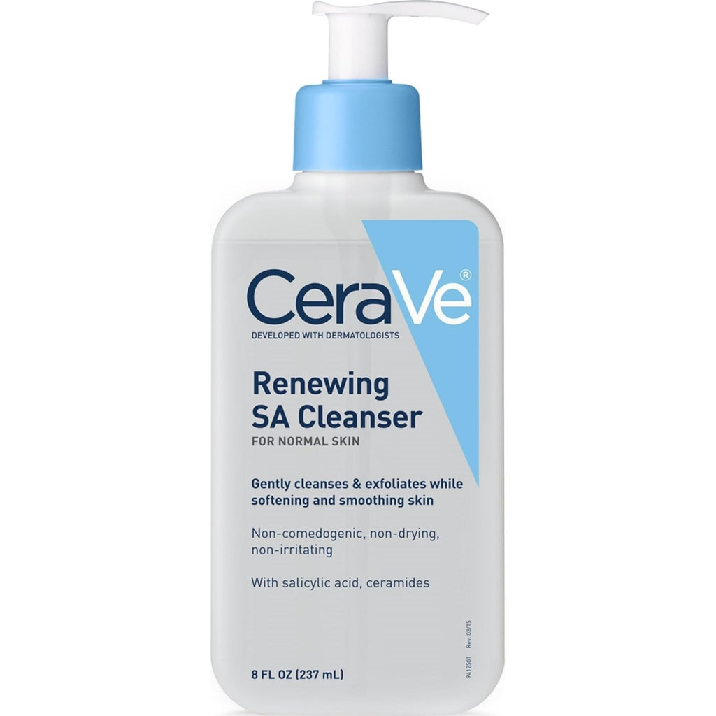 CeraVe Renewing Salicylic Acid Cleanser, BHA Exfoliating Face Wash, 16oz | Skin Care with Hyaluronic Acid & Niacinamide, Facial Cleanser, Face Cleanser, Ceramides, Fragrance Free, Non-Comedogenic