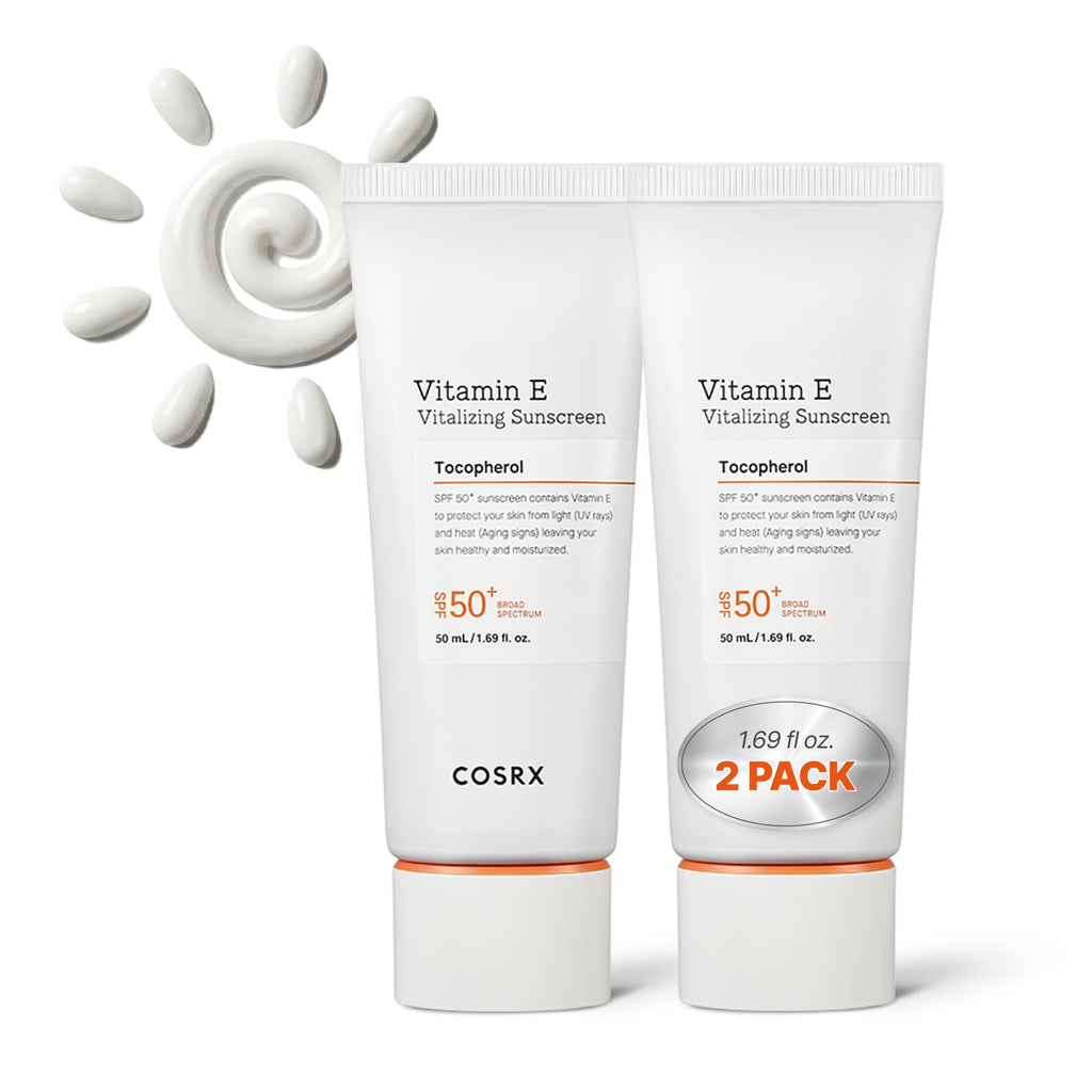 COSRX Vitamin E Sunscreen SPF 50, Natural Glow, for Oily Skin, 1.69 fl oz | Hydrating Face Sunscreen, Lightweight, Non-Sticky, No White Cast, Beach Essentials, Travel Essentials, Korean Skincare