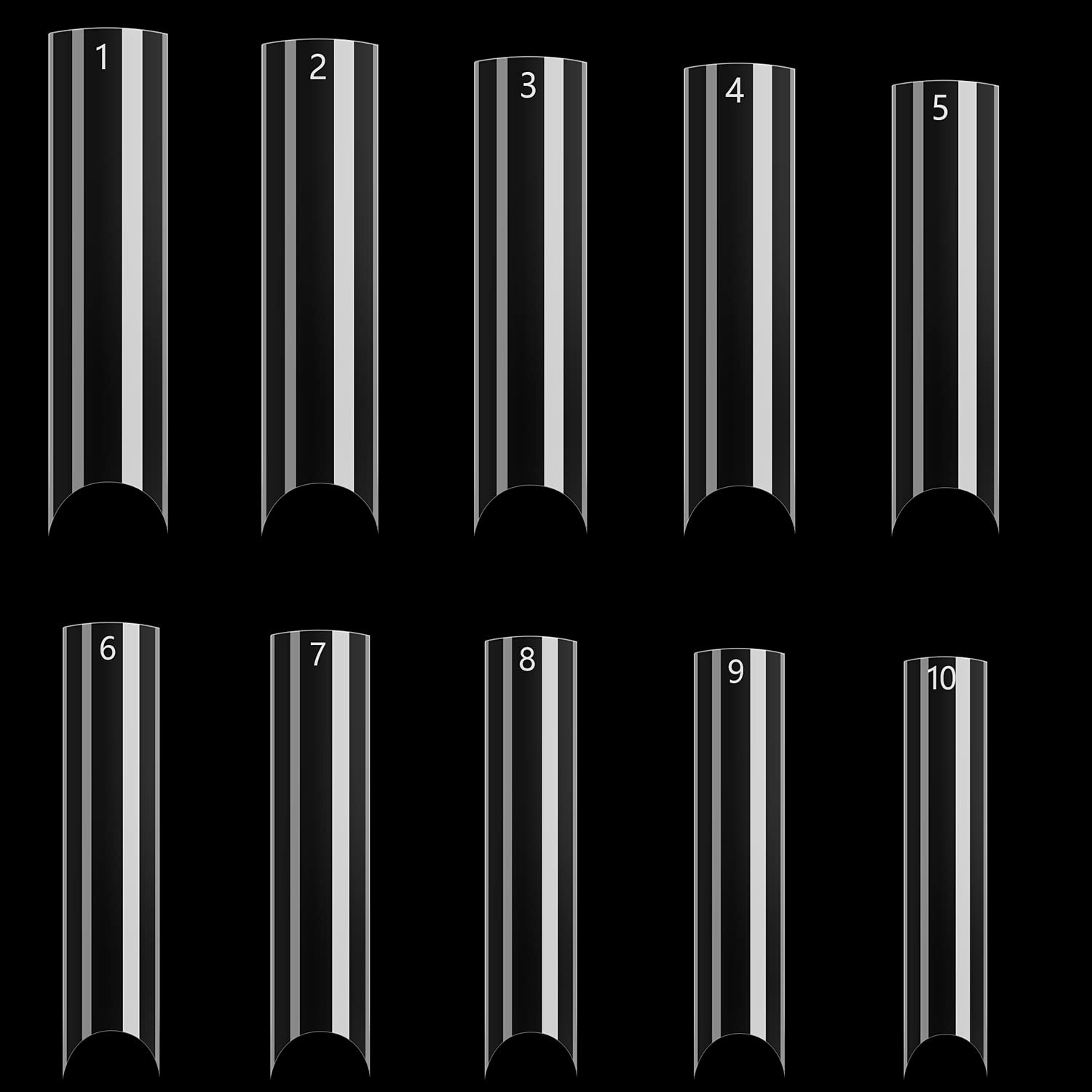 Buy now 500 Pcs Clear Extra Long C Curve False Nail Tips,XXL C Curve Acrylic Fake Nail Tips with Bag for Nail Salon and DIY, Extra Long French Tips Half Cover Straight Square Nail Tips 10 Sizes Clear XL C-curved at indiglob india