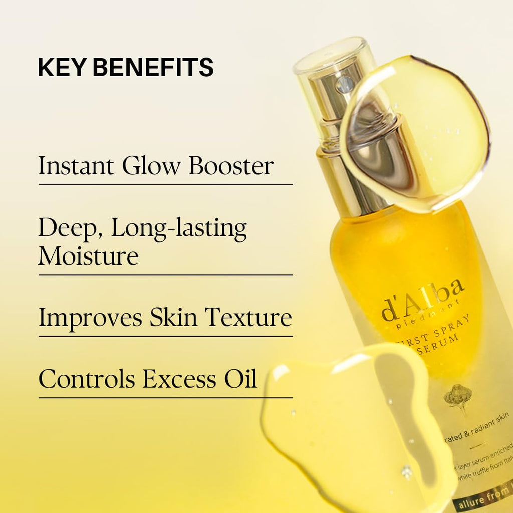 Buy now d'alba Piedmont Italian White Truffle First Spray Serum, Vegan Skin Care, Light-weight Face Moisturizer, Glow Serum for Radiant Skin, Non Comedogenic, All In One Mist, Korean Skin Care (3.38 fl oz.) at indiglob india