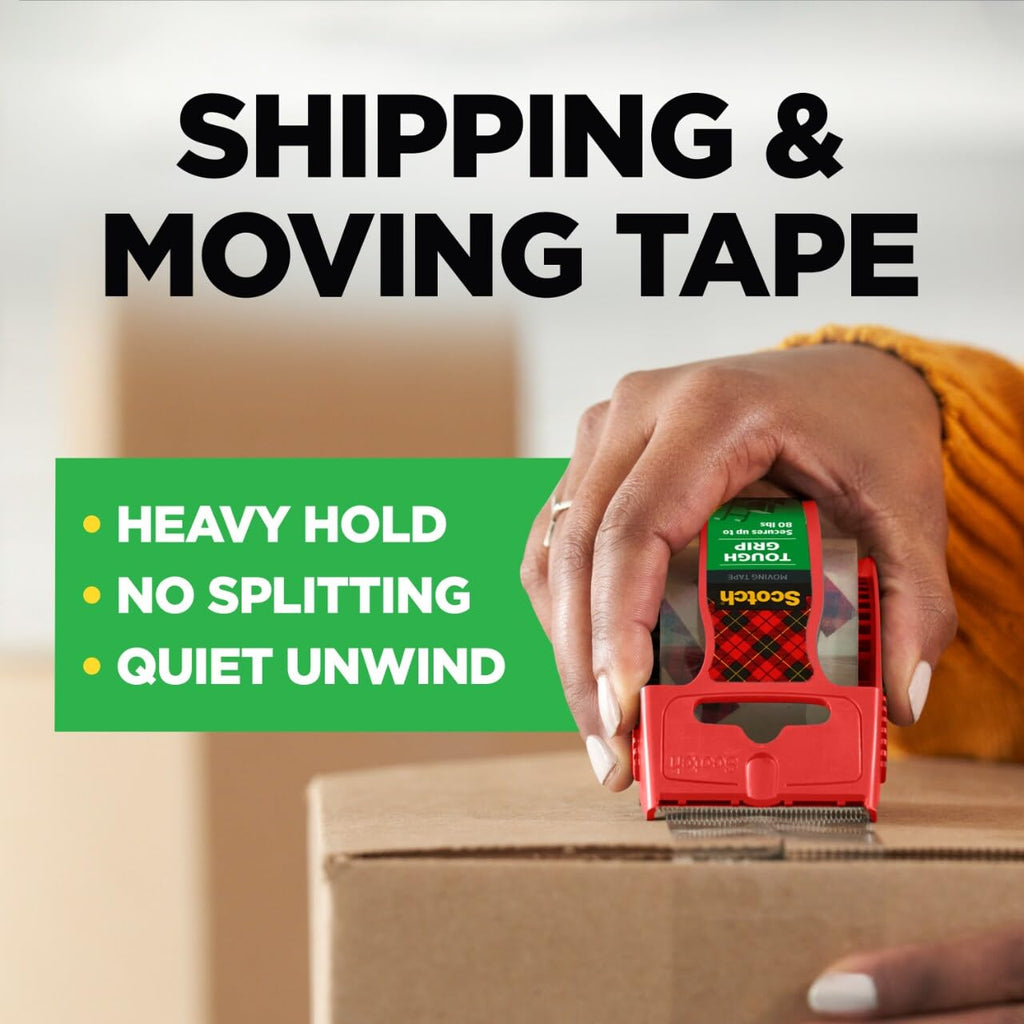 Scotch Tough Grip Moving Tape, 1.88 in x 22.2 yd, 6 Rolls