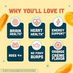 Barlean's Orange Creme Omega 3-6-9 Liquid Fish Oil, 2400mg Omegas,16oz | Fish, borage & flax oils, EPA DHA ALA GLA omegas, Burpless, Non-GMO, Gluten-free, Heart, joint & skin support