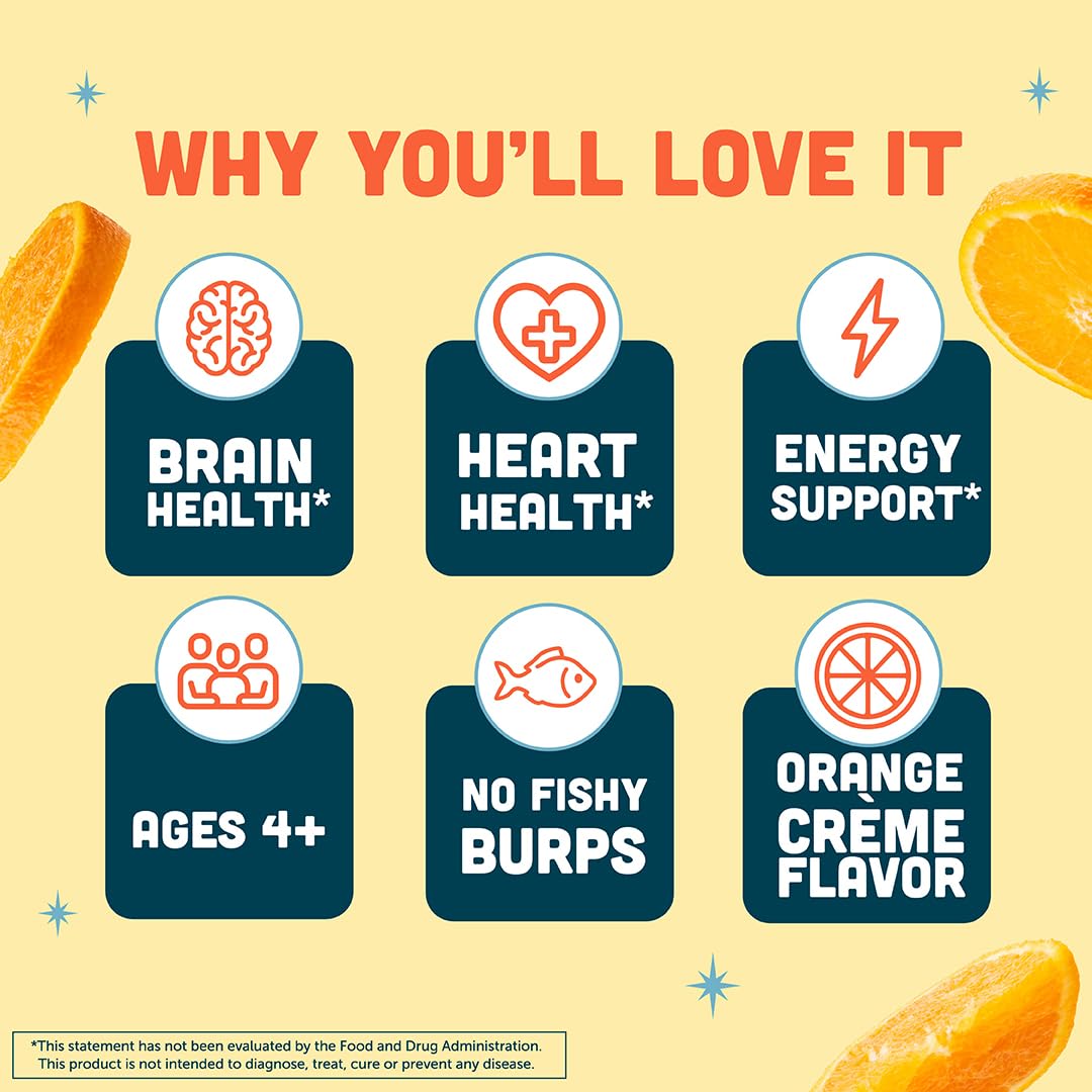 Barlean's Orange Creme Omega 3-6-9 Liquid Fish Oil, 2400mg Omegas,16oz | Fish, borage & flax oils, EPA DHA ALA GLA omegas, Burpless, Non-GMO, Gluten-free, Heart, joint & skin support