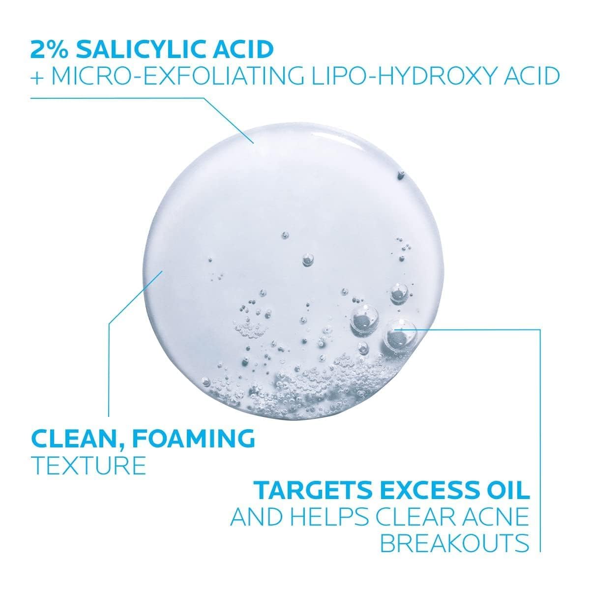 La Roche-Posay Effaclar Medicated Acne Face Wash with Salicylic Acid, 6.8oz | 2% salicylic acid cleanser with LHA and glycerin. Oil free foaming face wash helps clear acne and target excess oil.