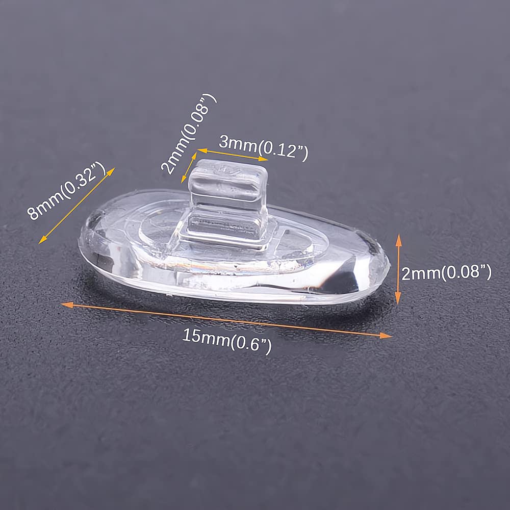 Push-in Glasses Nose Pads,5 Pairs BEHLINE Soft Silicone Eyeglasses Replacement Nose Piece,Anti-Slip Snap-in Nose Bridge Pads Clear Slide on Nose Guards for Eye Glasses Sunglasses(15mm,Teardrop-Shape)