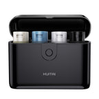 Travel Bottles TSA 4x2oz With Case Leak-Proof Black | Durable ABS hard case, press-to-unlock, 4 individual compartments, wide-mouth bottles for easy fill, leak-proof seals