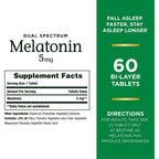 Nature's Bounty Melatonin 5mg Dual Spectrum, 100% Drug Free Sleep Supplement, Quick Release and Extended Release, Promotes Relaxation and Sleep Health, 60 Bi-Layer Tablets (Pack of 2)