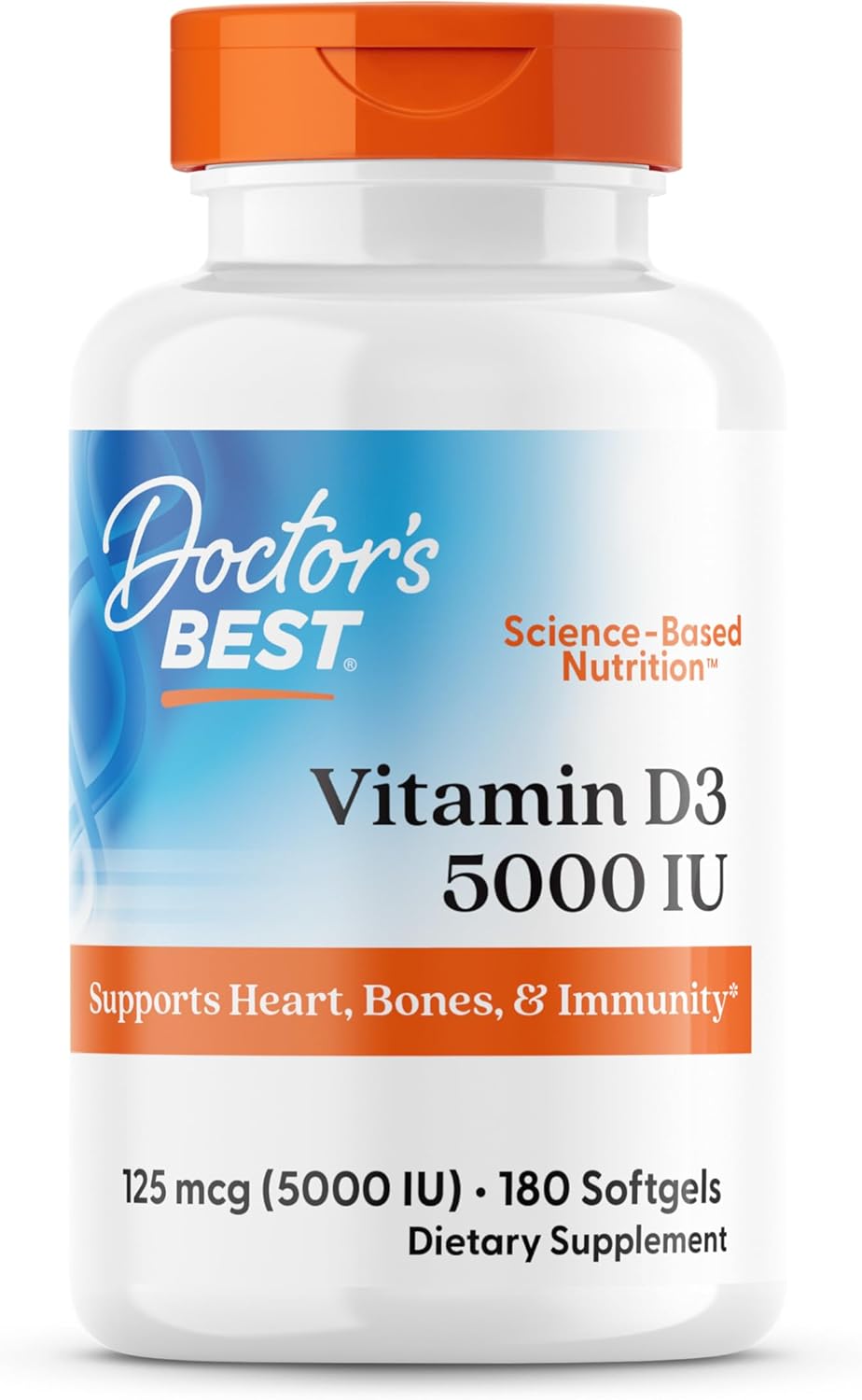 Buy now Doctor's Best Vitamin D3 5000IU, Non-GMO, Gluten & Soy Free, Regulates Immune Function, Supports Healthy Bones, White, No Flavour, 180 Count Unflavored 180 Count (Pack of 1) at indiglob india