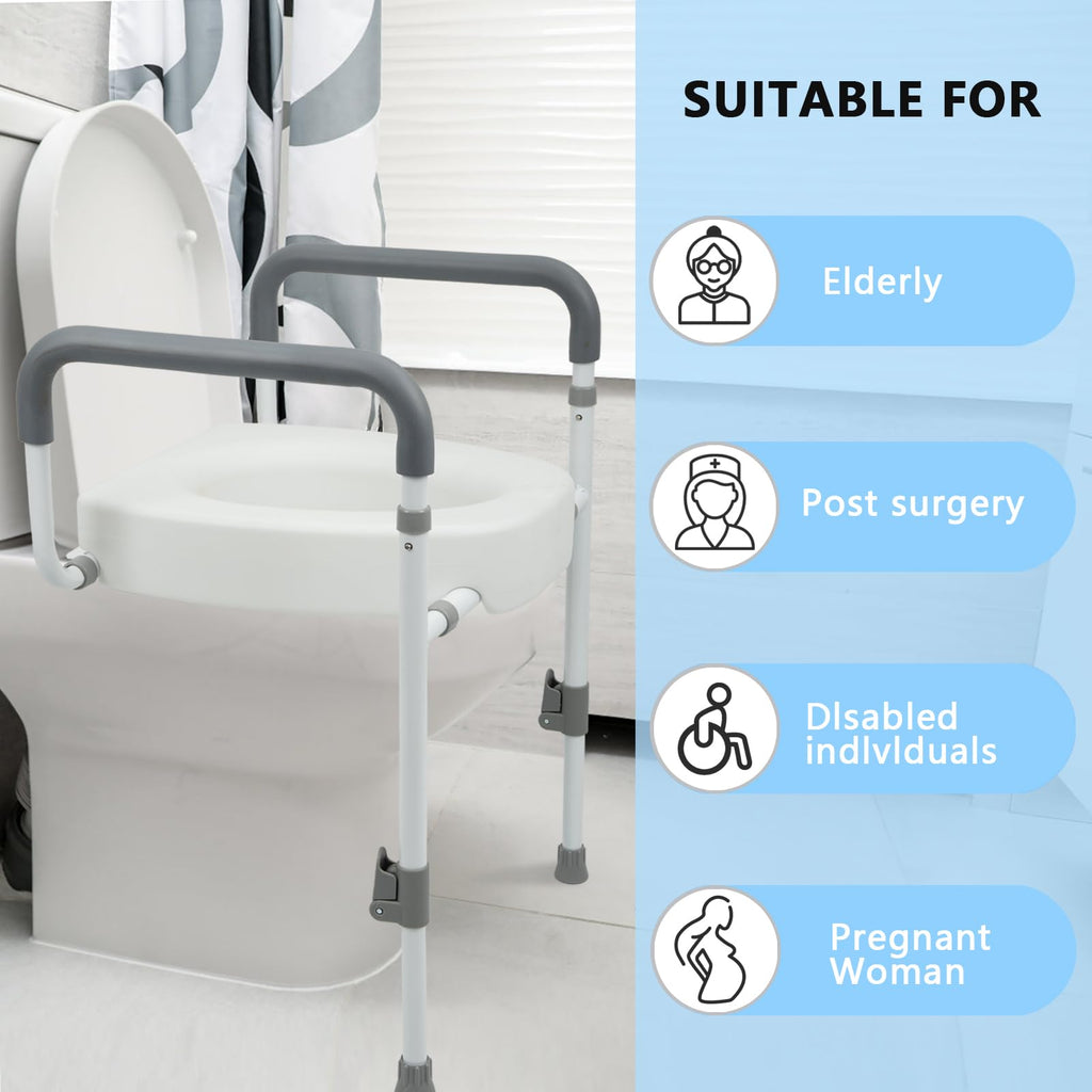 Toilet Seat Risers for Seniors with Handles, 3.5-inch Rise