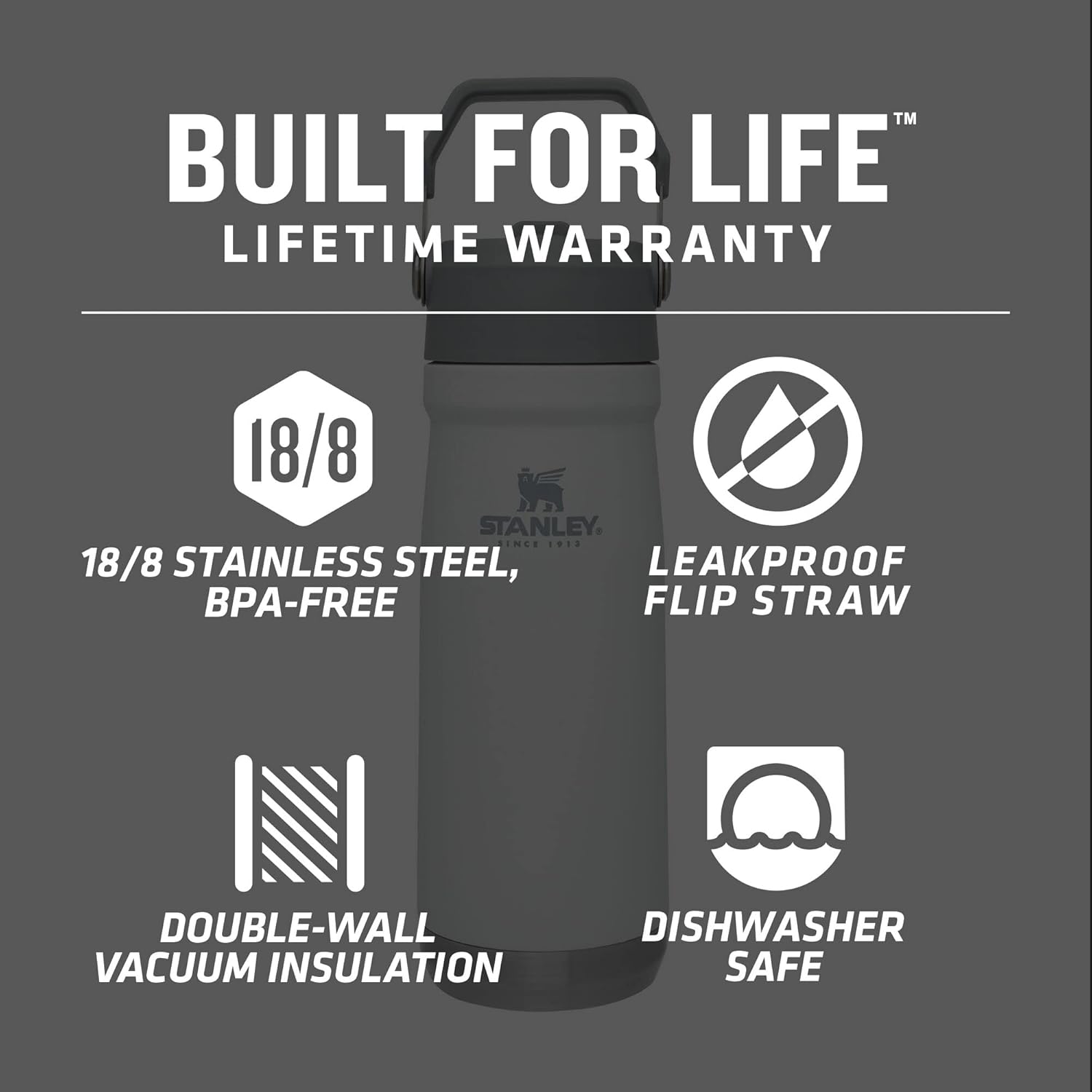 Buy now Stanley IceFlow Flip Straw Water Bottle 22 oz | Built-In Straw for Travel and Sports | Lightweight and Leak Resistant | Insulated Stainless Steel | BPA-Free | Polar at indiglob india