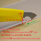 Professional Acrylic Plexiglass Sheet Cutter Scoring Knife Tool,With a Curved Handle,It Is More Convenient To Use.One handle,11 blades.(Yellow)
