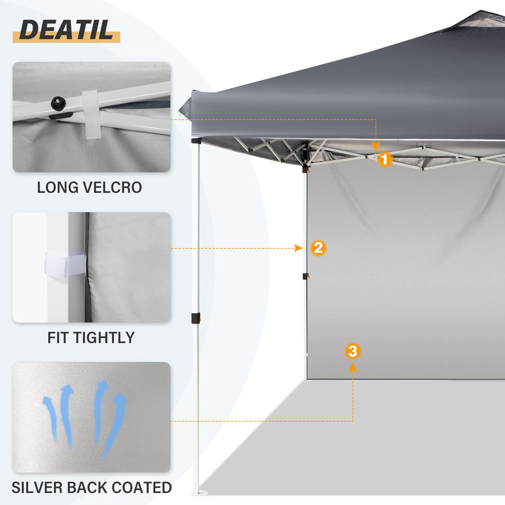 Buy now LAUSAINT HOME 10x10 Instant SunWall for Gazebo Pop up Canopy, 1 Pack Sidewall with Removable Velcro Straps for Outdoor Canopies Tent，UV30+ (Gray) at indiglob india