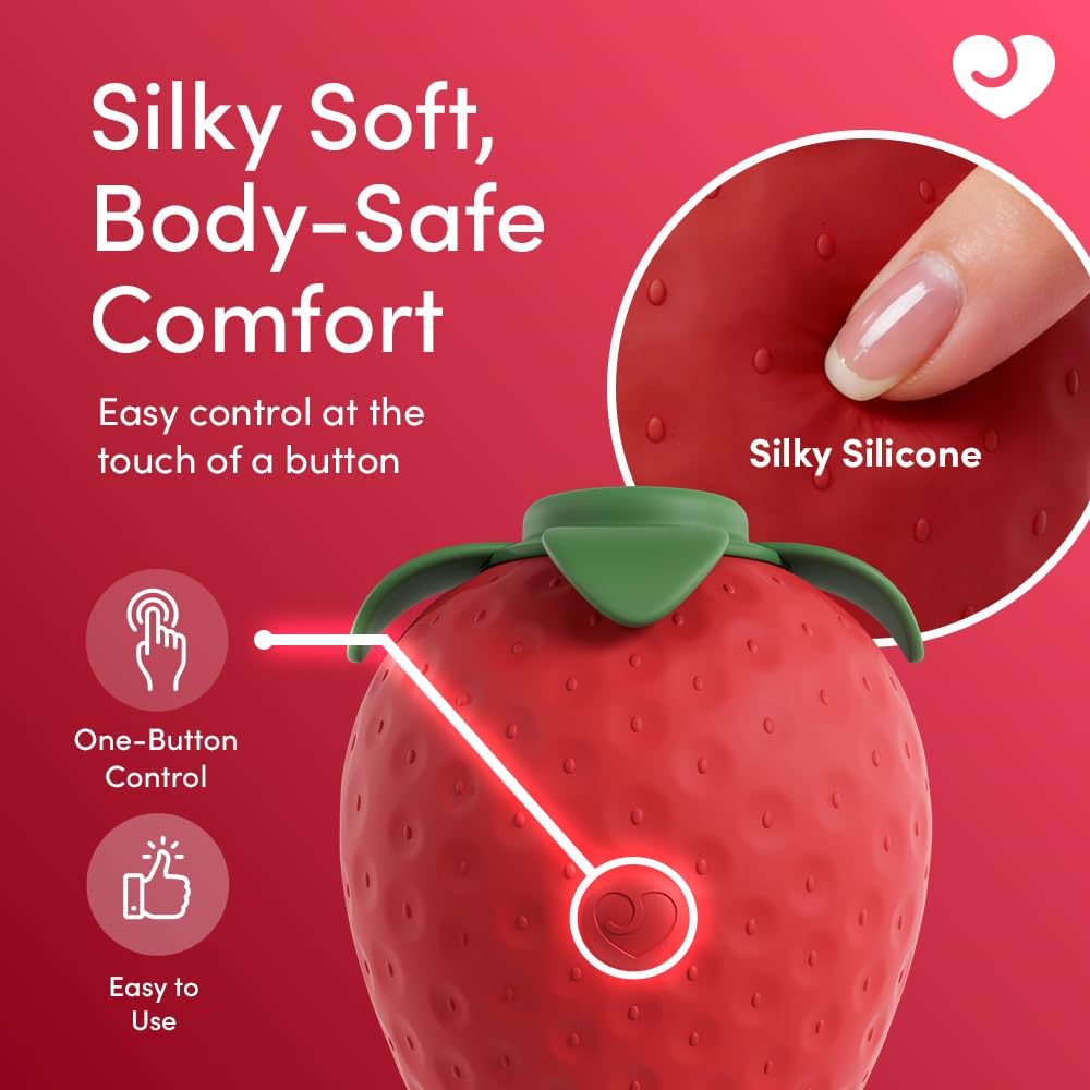 Lovehoney Strawberry Clit Sucker Womens Sex Toy, Discreet Air Pulse Suction