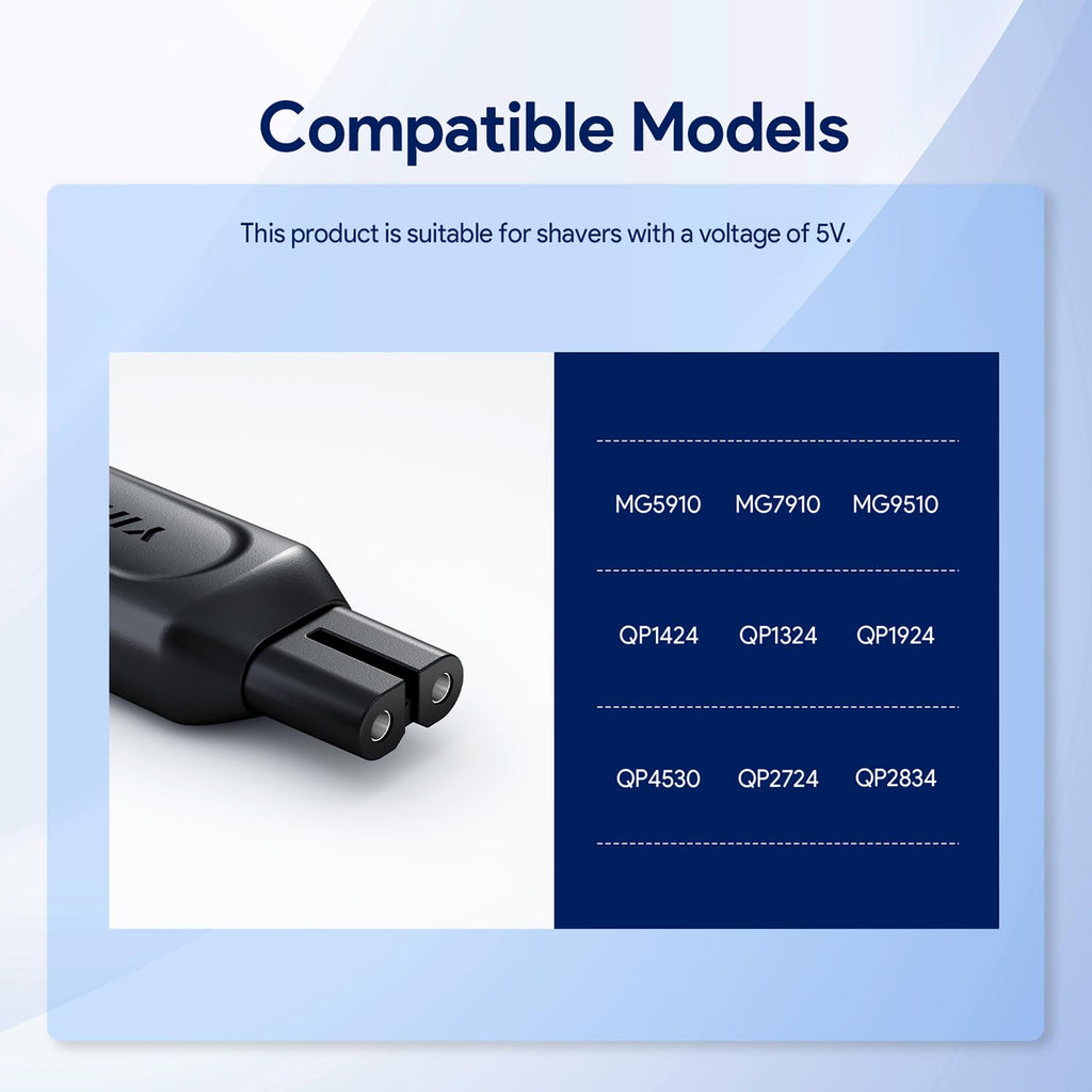 Yinke 5V Type-C Shaver Adapter Charging Converter for Philips Norelco OneBlade QP2724 QP2834 QP4530 S5880/S5885 MG7910 MG9510 QP1924 QP1324, USB-C Shaver Charger Converter Without Charger Cord (1 PC)