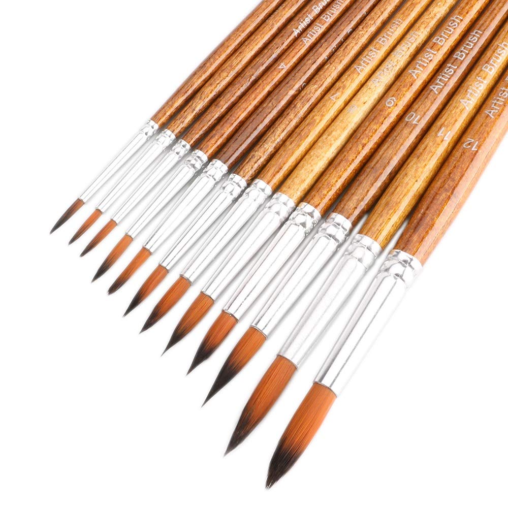Watercolor Paint Brushes FENORKEY 12Pcs Round for Watercolor, Acrylic & Gouache
