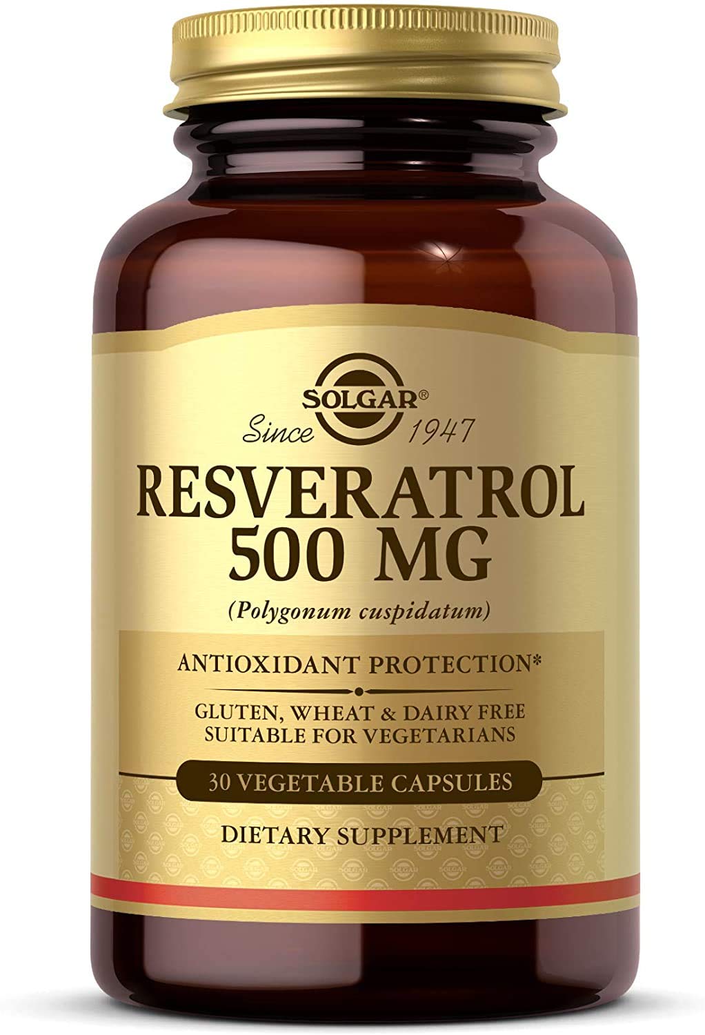 Buy now Solgar Resveratrol 500 mg, 30 Vegetable Capsules - Antioxidant Protection - Gluten Free, Dairy Free - 30 Servings at indiglob india