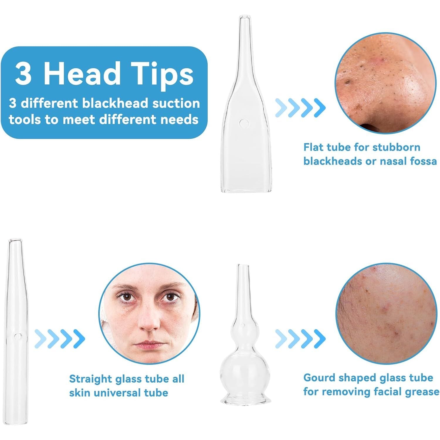 Buy now 3pcs Vacuum Glass Tube Kit, Blackhead Removal Facial Suction Pore Vacuum Cleaner for Face Cleanser Blackhead Removal Machine Microdermabrasion Machine Accessories at indiglob india