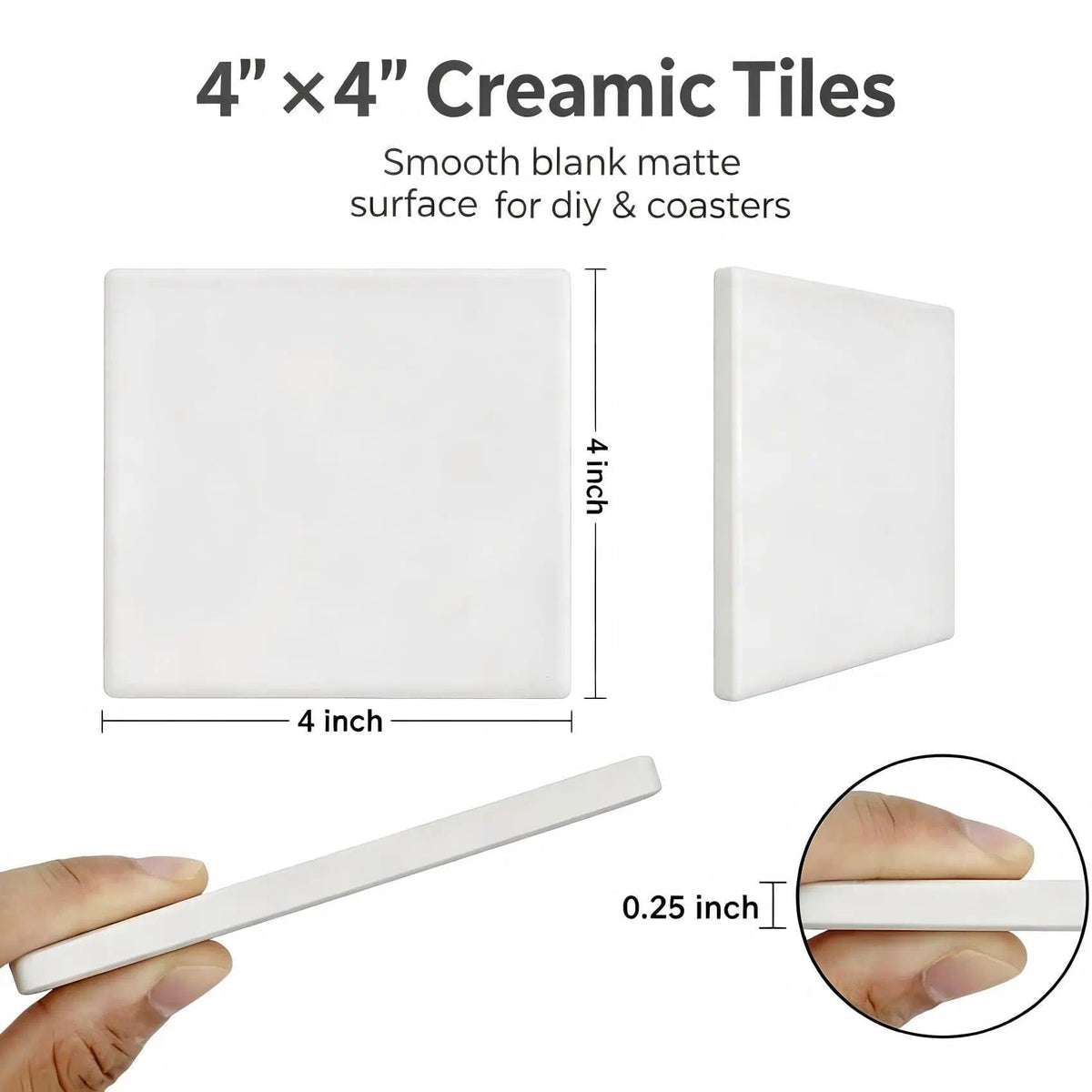 12 Pack 4 in Unglazed Ceramic Coasters with Corks Backing for Art Crafts